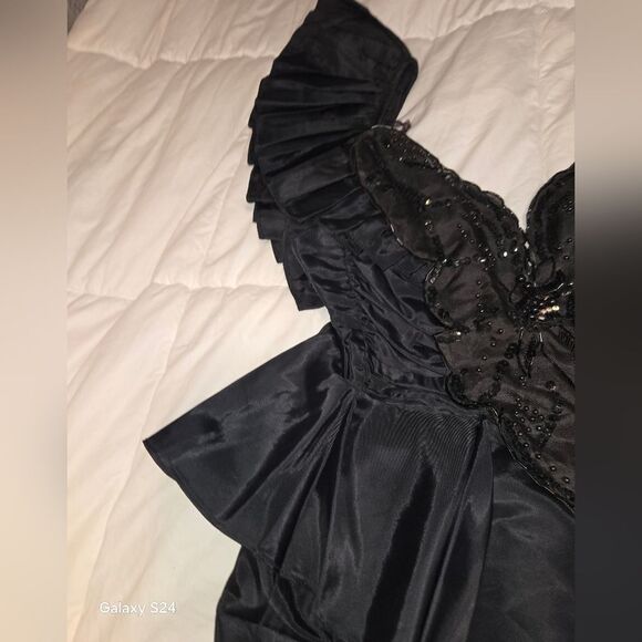 Vintage 80s Climax David Howard Karen Okada Black Sequin Prom Formal Dress Gown. - Picture 7 of 17